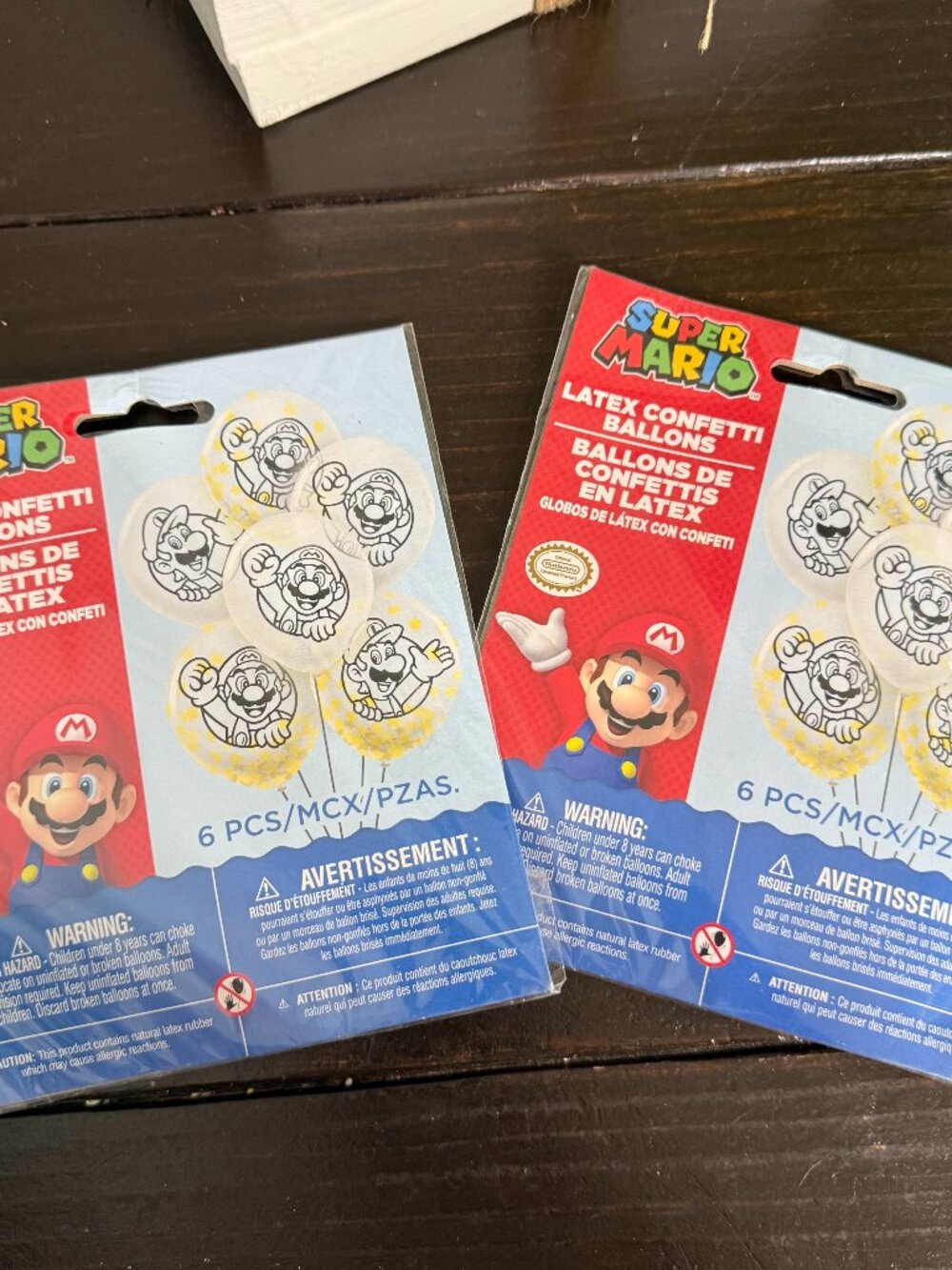 Super Mario Latex Confetti Balloons NEW Lot of 2 Packs of 6 | 12 Balloons